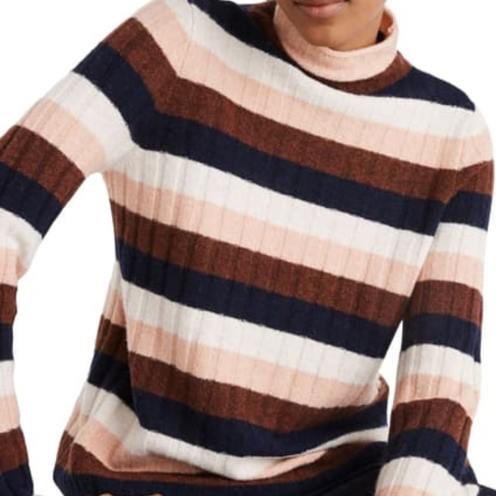 Madewell Alpaca Evercrest Stripe Mock Neck Sweater